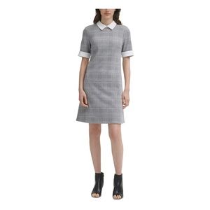 DKNY Womens Gray Plaid Dress